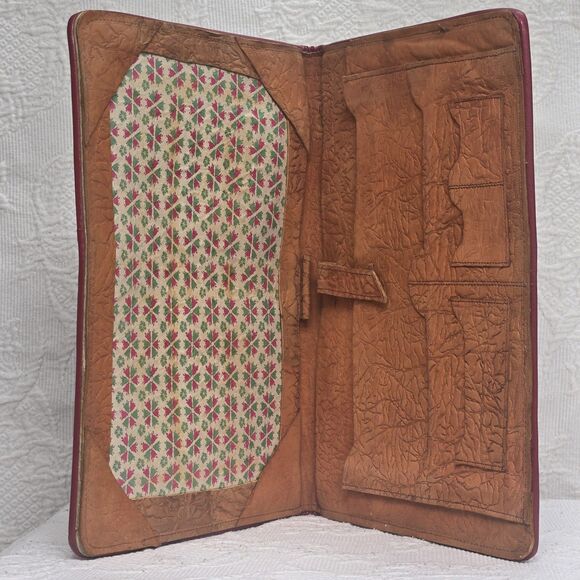 Egyptian Handmade Vintage Leather Bifold Organizer Document Holder Boho Business - Picture 6 of 11